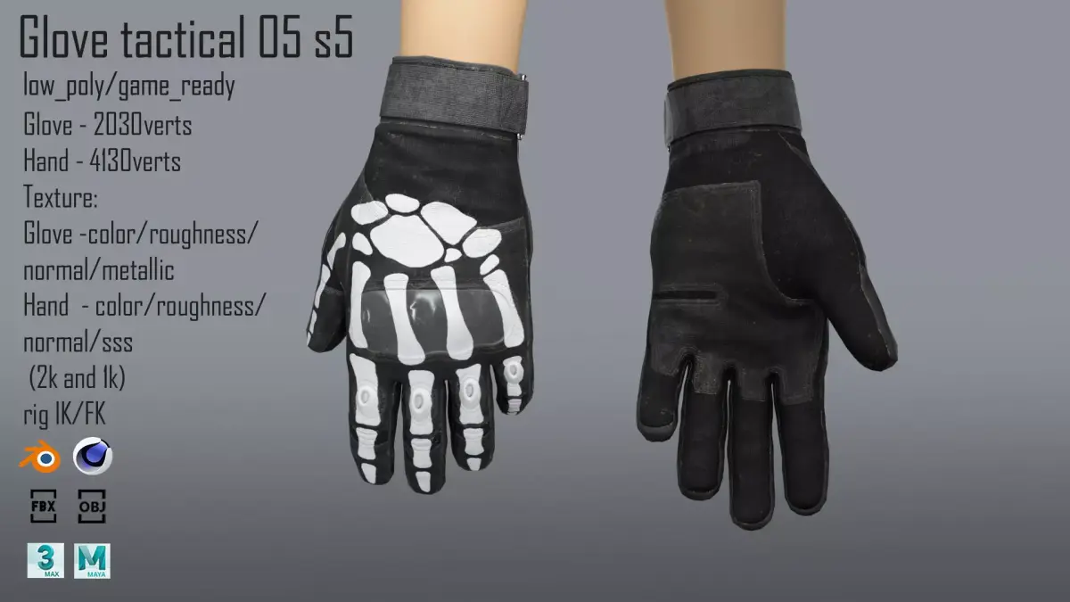FPS hand glove tactical 05 s5 Low-poly 3D model
