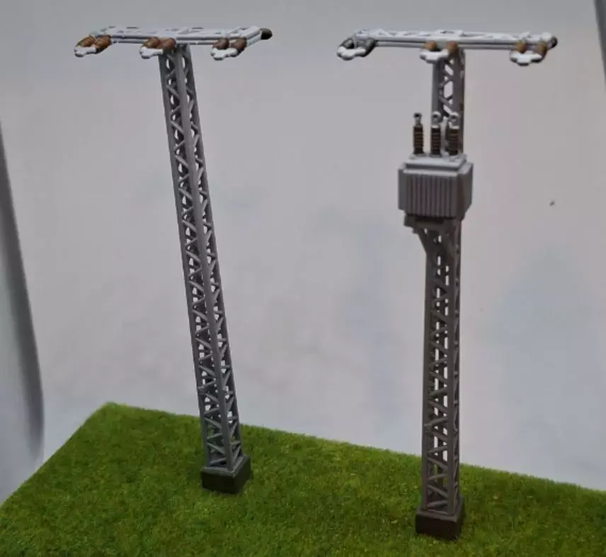 Openwork electric poles set 15kV 1-87 resin 3D print model