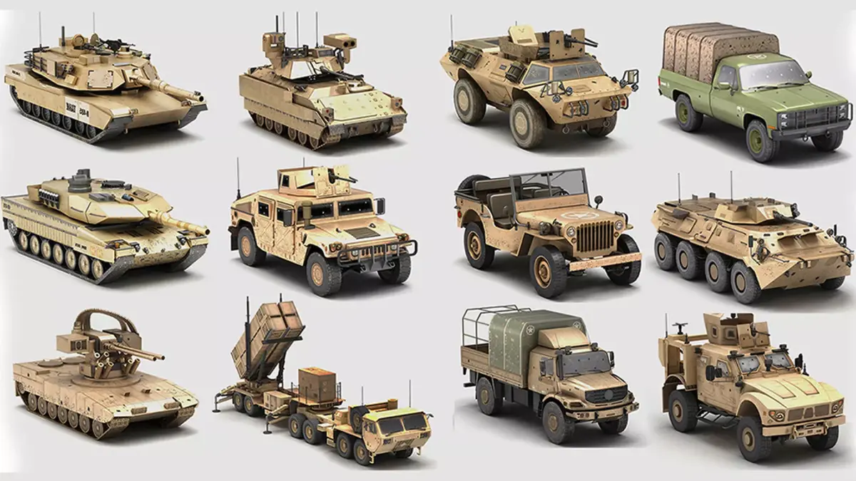 Military army collection Low-poly 3D model