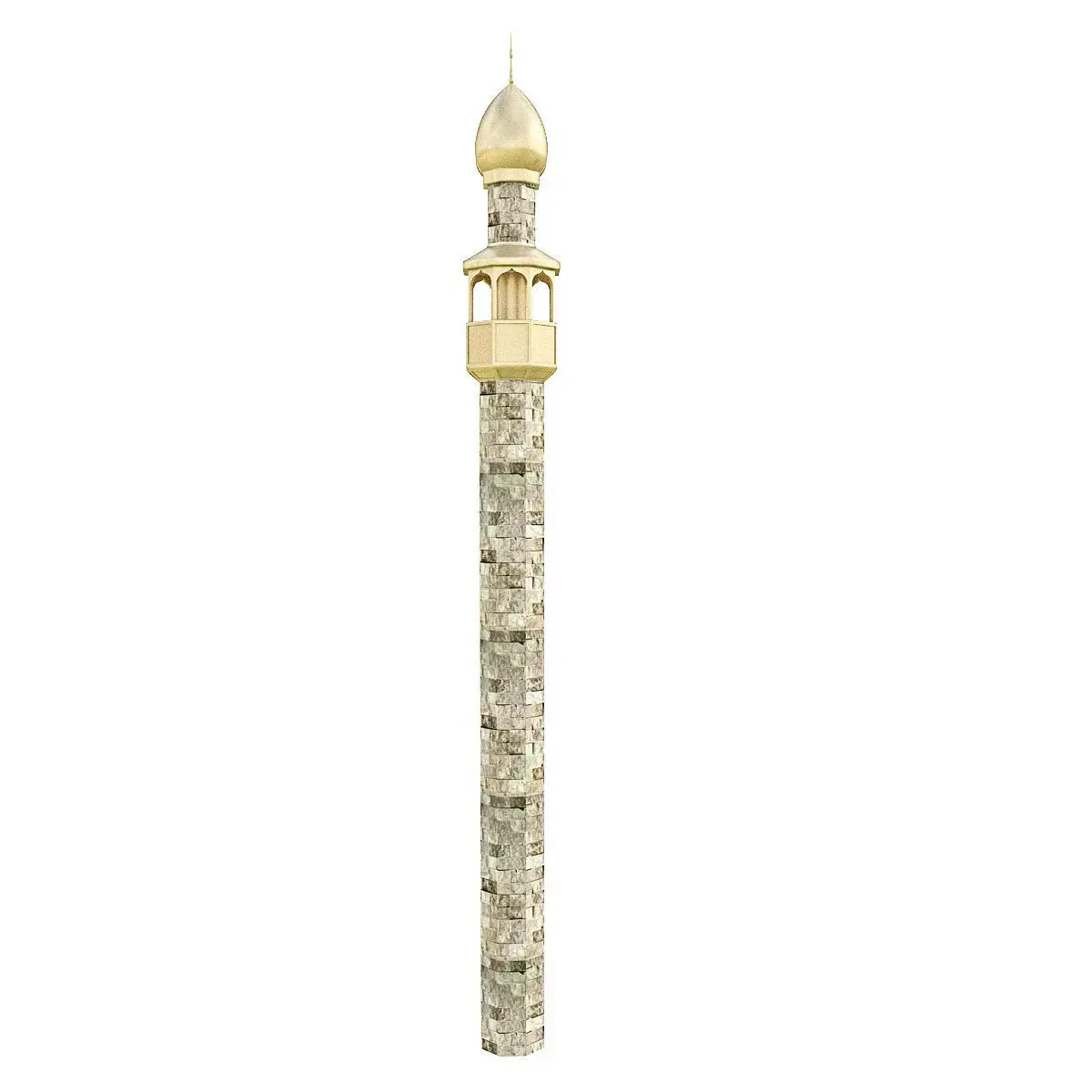3D Minaret Model gold mosque tower Low-poly 3D model