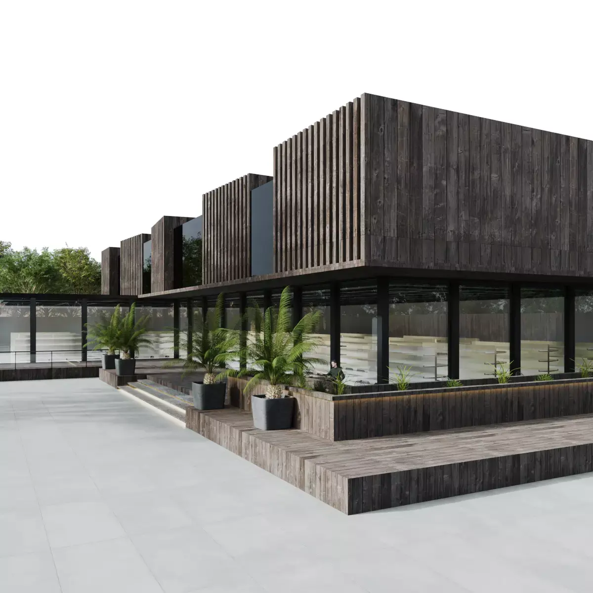 Modern Small Scale Shopping Mall Exterior Market  3D model