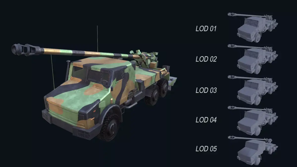 Asset - Army - CAESAR SP Howitzer 3D Model Realistic Low-poly 3D model