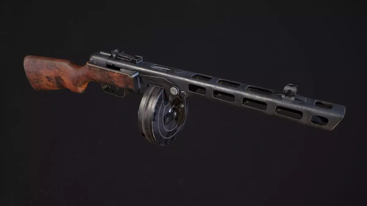 PPSh-41 Fully disassembled game model Low-poly 3D model