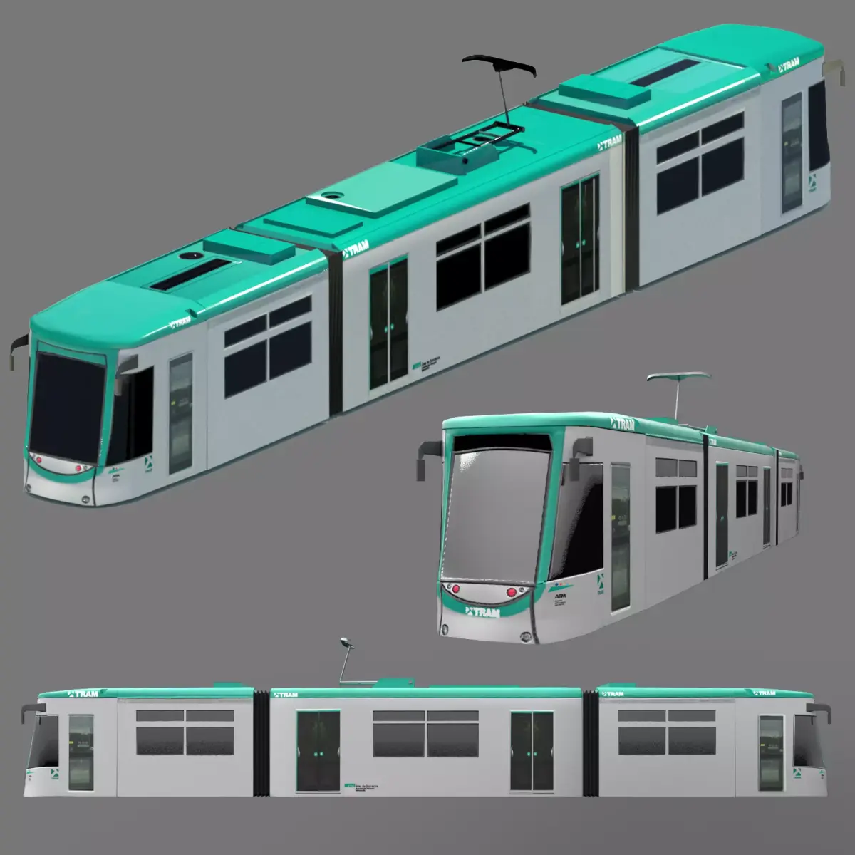Tram TRAMBAIX Barcelona Low-poly 3D model