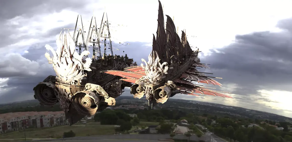 Samurai Airship Dragon Master 2 versions 3D model