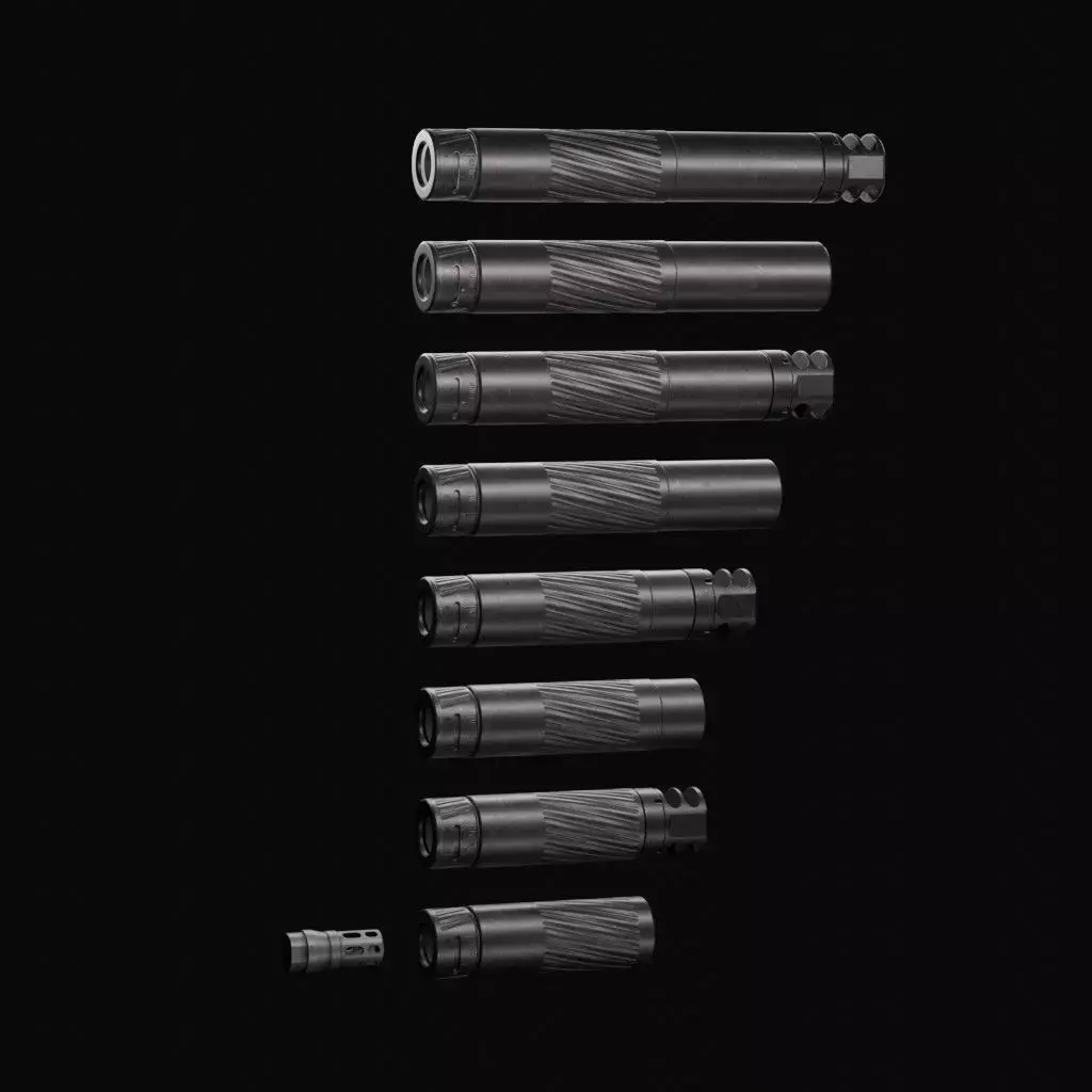 Thunder Beast - Magnus SR and Ultra SR Suppressors Pack Low-poly 3D model