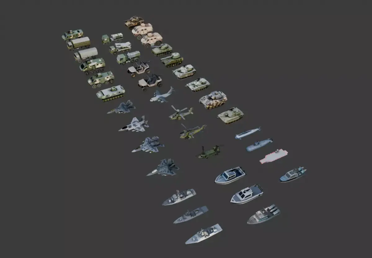 Military Vehicle Pack Low-poly 3D model buy