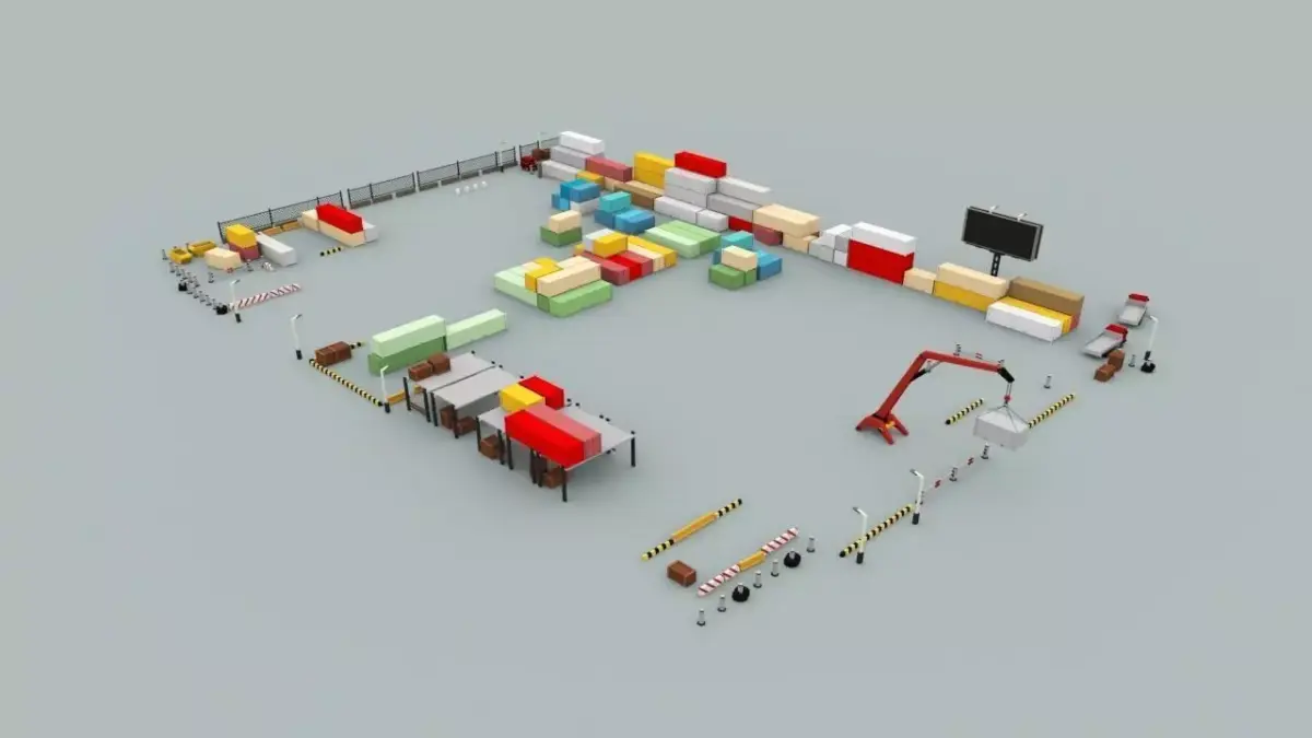 Lowpoly City Collection military base in desert Low-poly 3D model