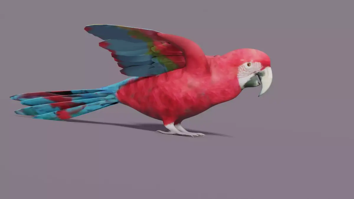 MACAW LOWPOLY parrot with wings spread Low-poly 3D model
