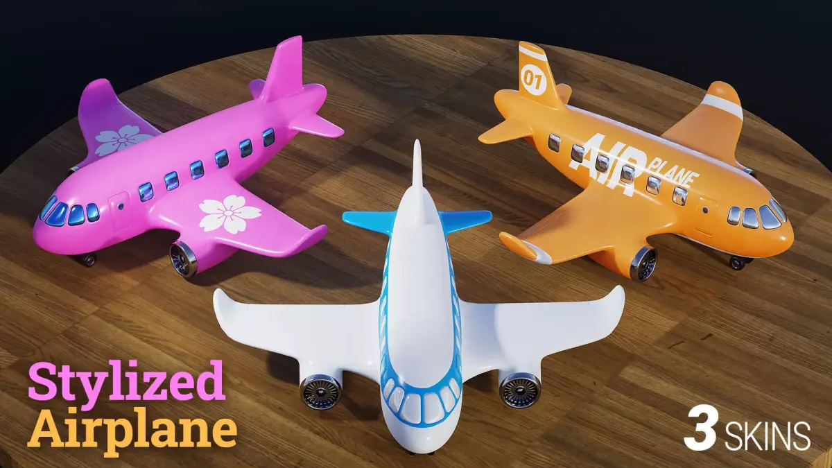 Stylized Toy Airplane Low-poly 3D model
