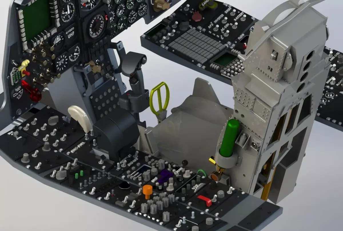 Fairchild A-10 Thunderbolt II complete cockpit 3D print model