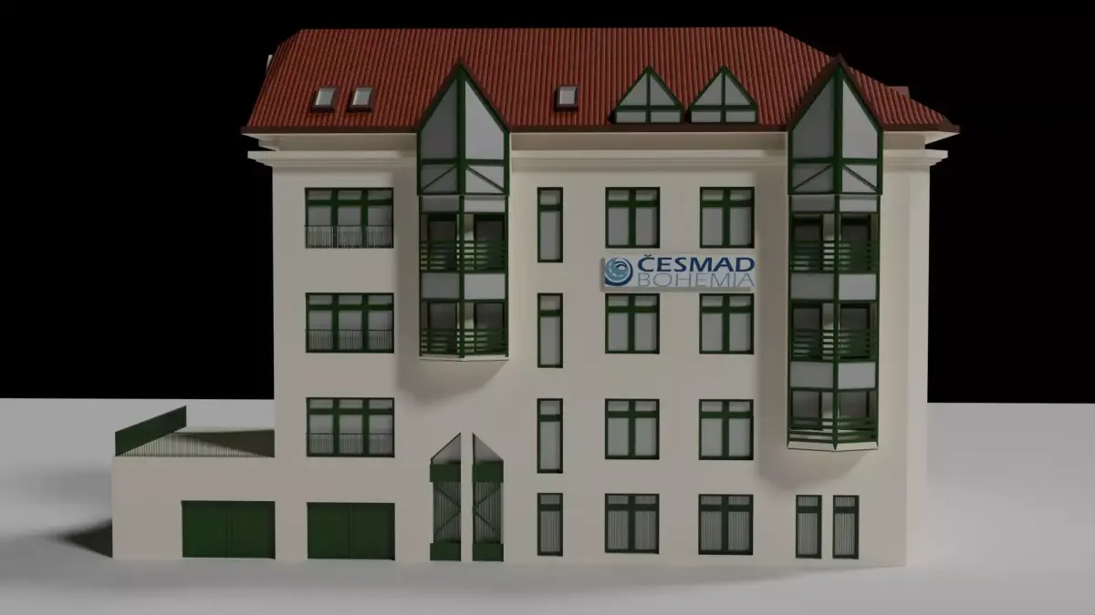 Parisian Town Building with Terracotta Roof Tiles  Low-poly 3D model