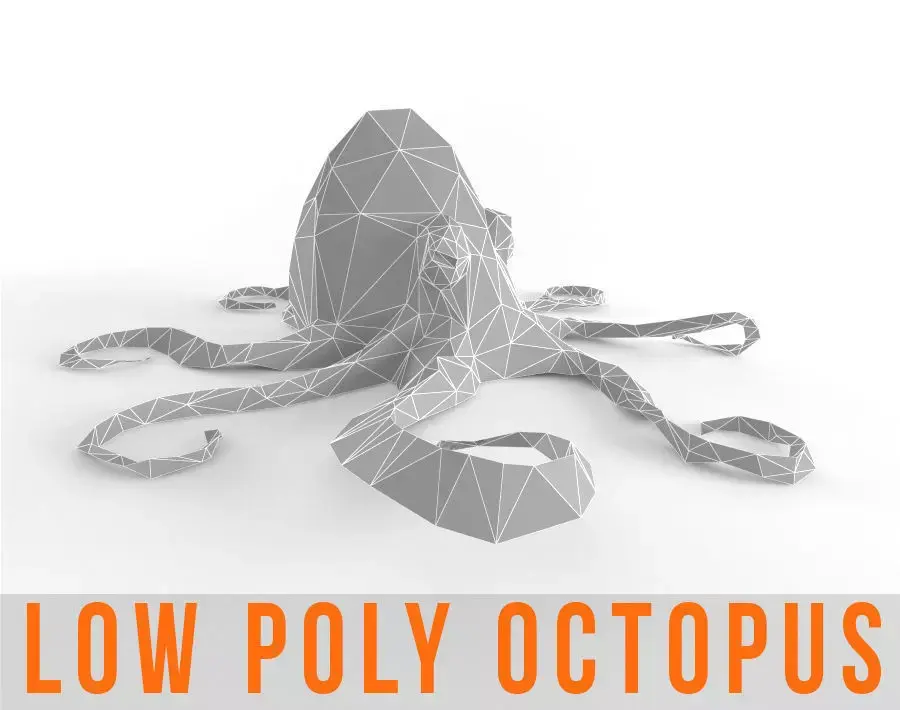 Octopus Low Poly Squid Lowpoly Kraken Tentacle Seamonster Low-poly 3D model