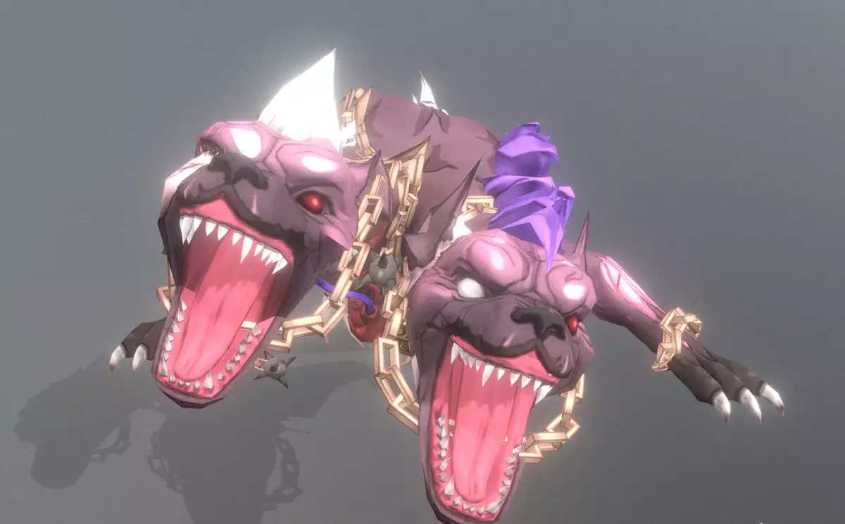 HYBRID Monster Double Head Hyena Dog IDLE Attack 3D model
