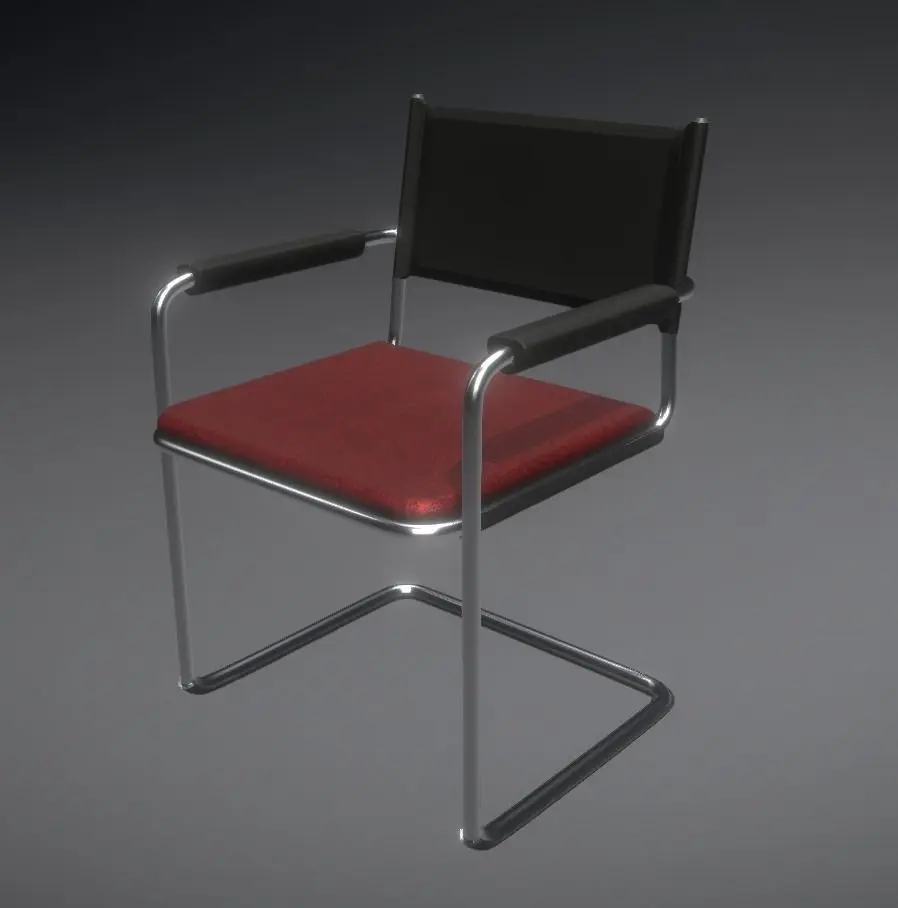 Waiting room chair Low-poly 3D model