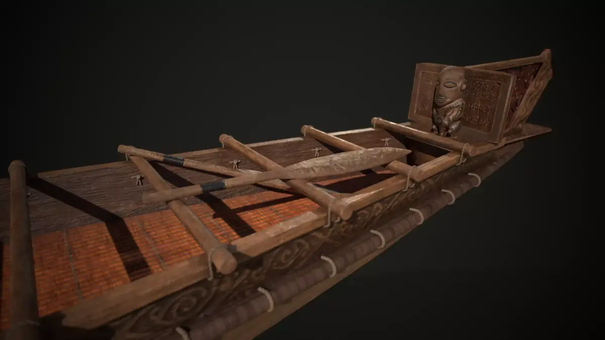Stylized Maori Waka - Canoe Low-poly 3D model