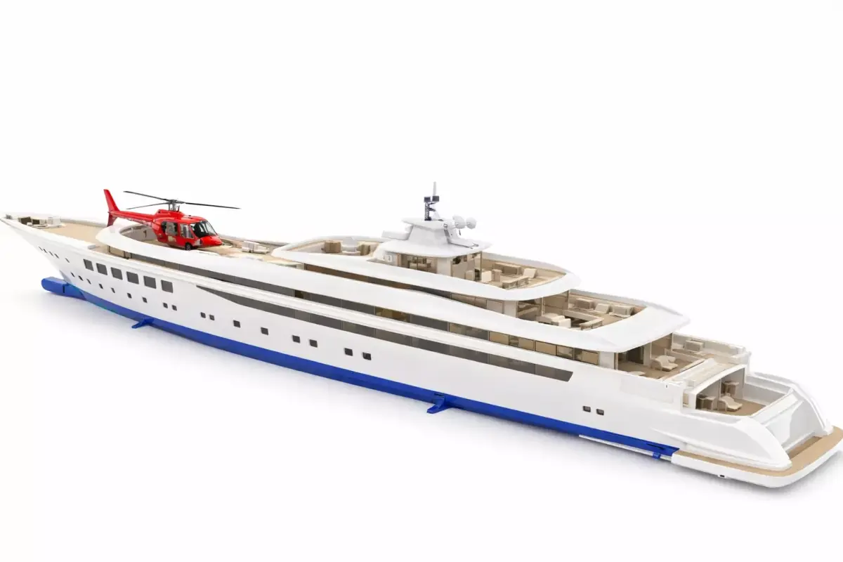 Helicopter Luxury Yacht Modern Multi-Deck Super Yacht 3D model