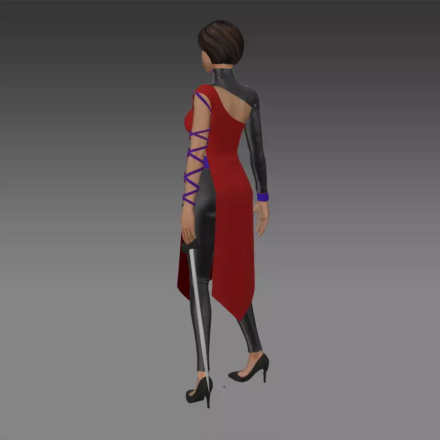 warrior  woman game character - marvelous designer 3D model