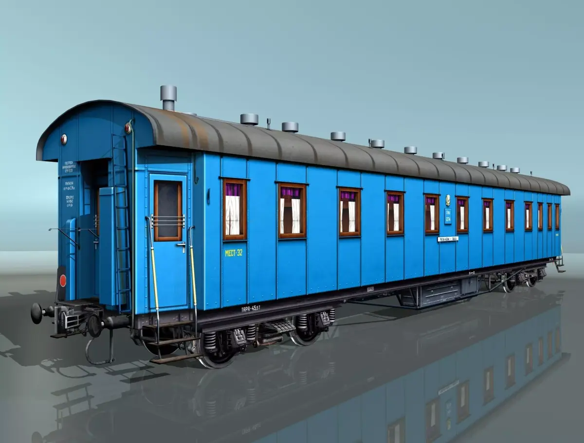 Passenger wagon Yegorov plant Low-poly 3D model