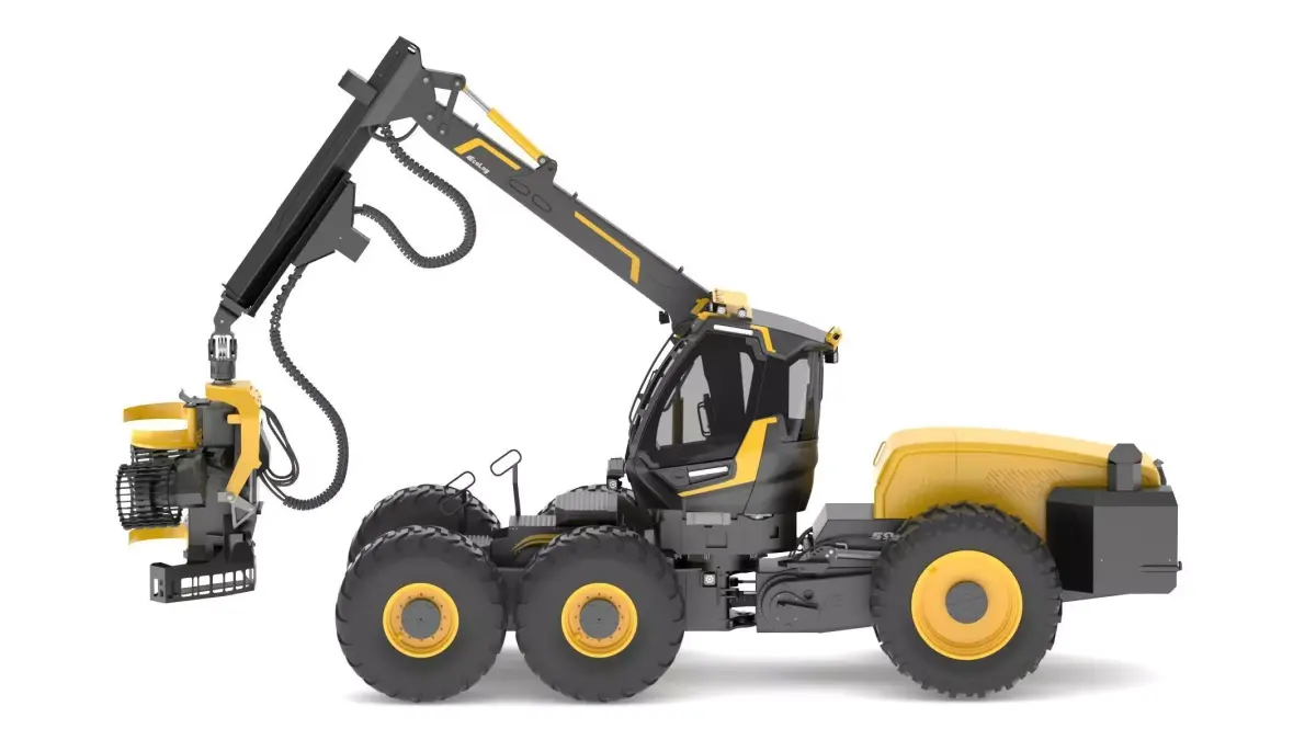 EcoLog 590G with EC 761 LF Harvester Heads 3D model