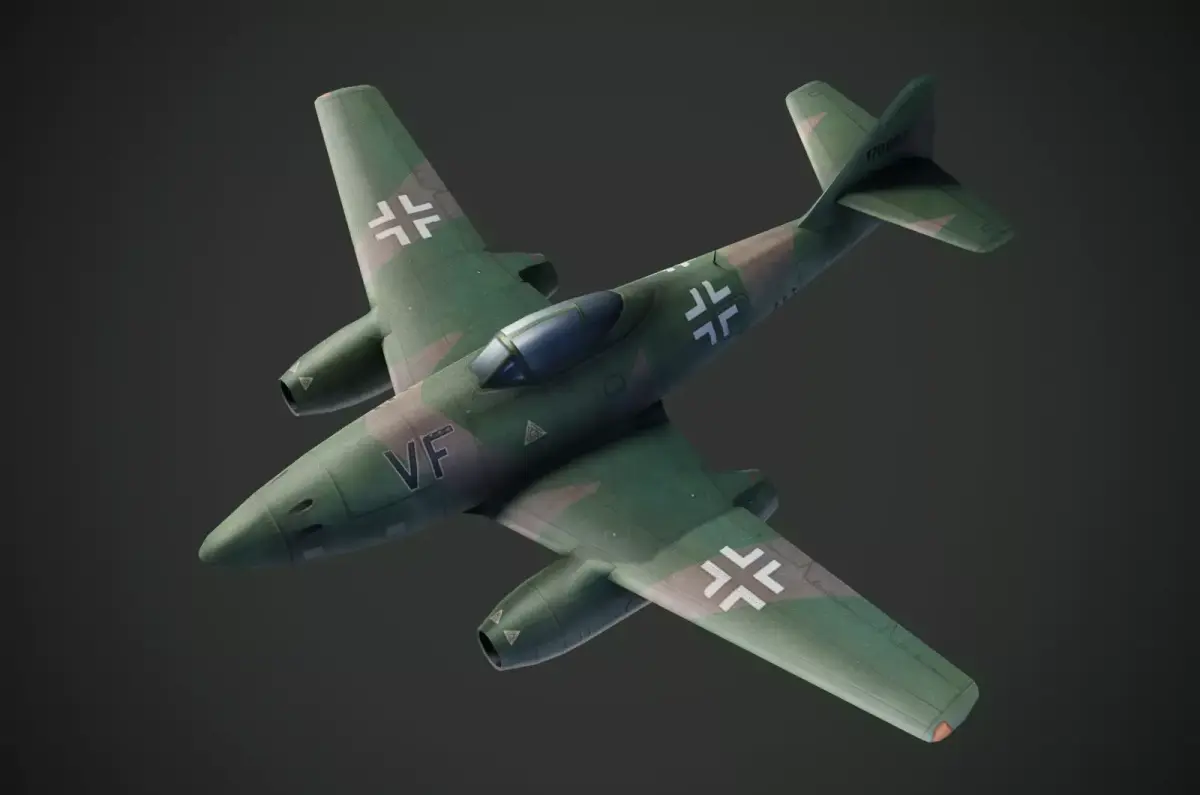 Messerschmitt Me-262 painted game model Low-poly 3D model Low-poly 3D model