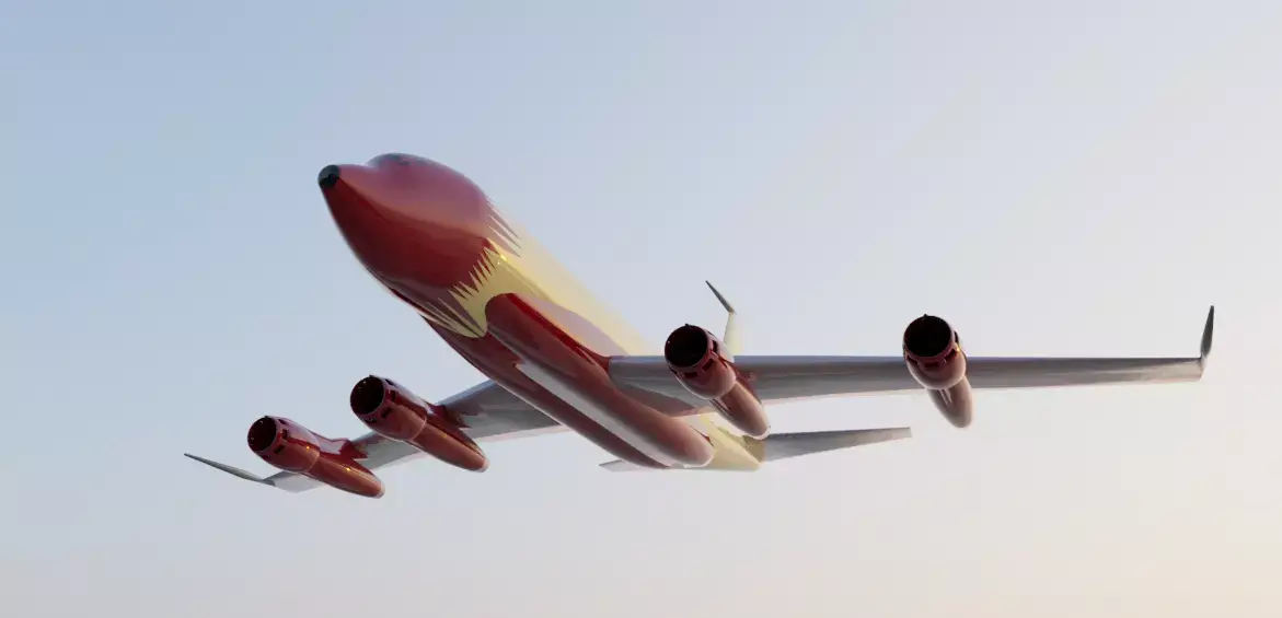 Fictional Updated Quad Engine 1950s Jetliner B 367-80 Inspired Low-poly 3D model