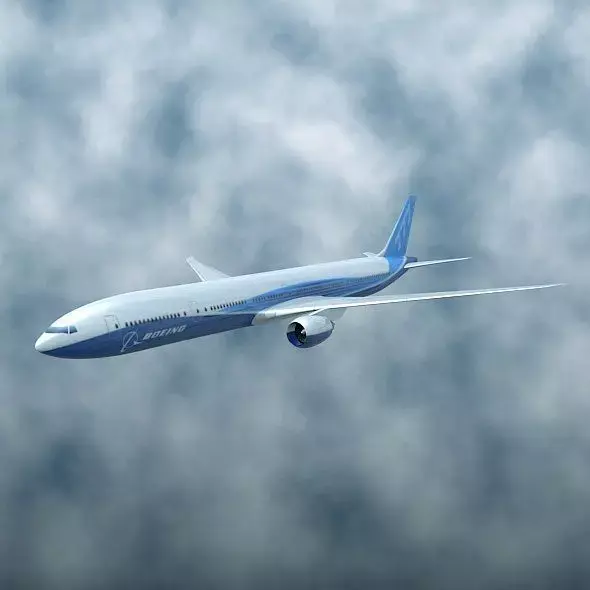 Boeing 777-300 ER airliner Low-poly 3D model