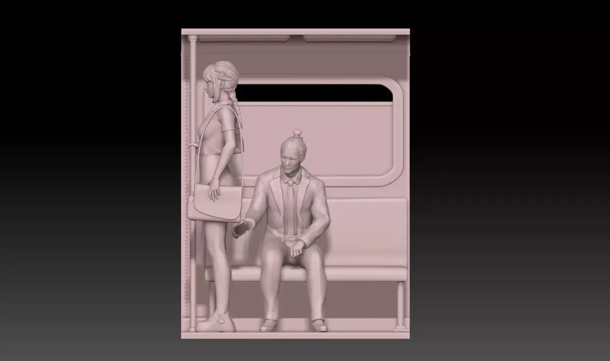Office girl on the train 3D print model