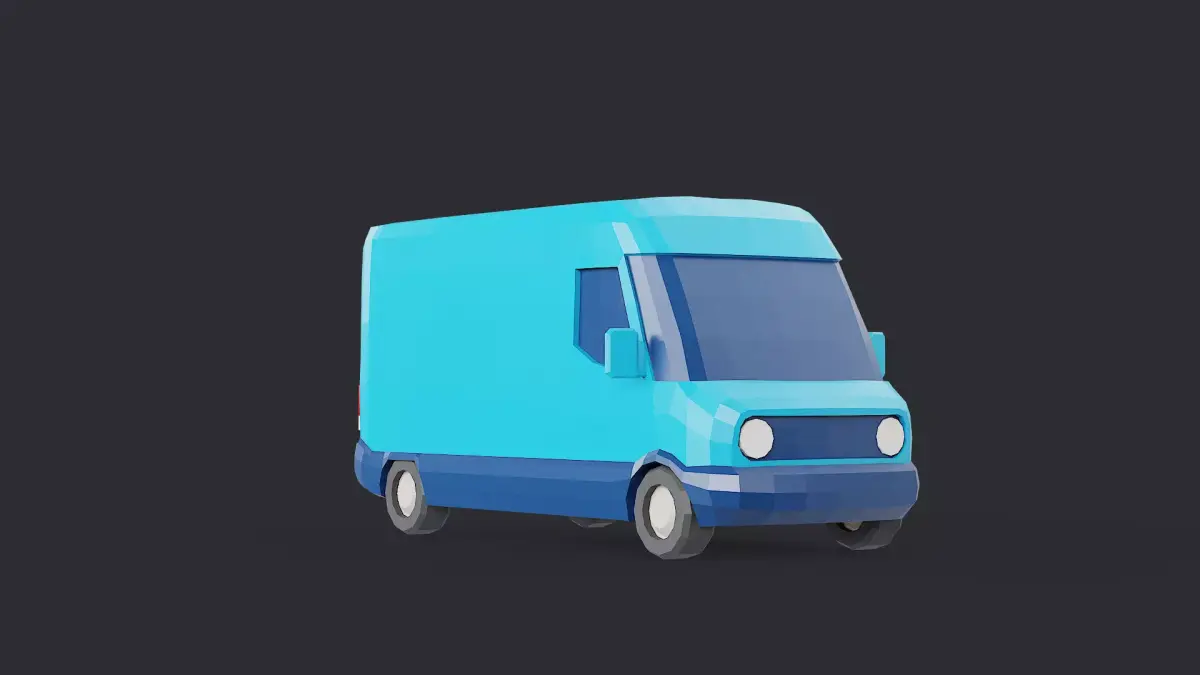 Delivery Van Blue Modern Stylized Low-poly 3D model