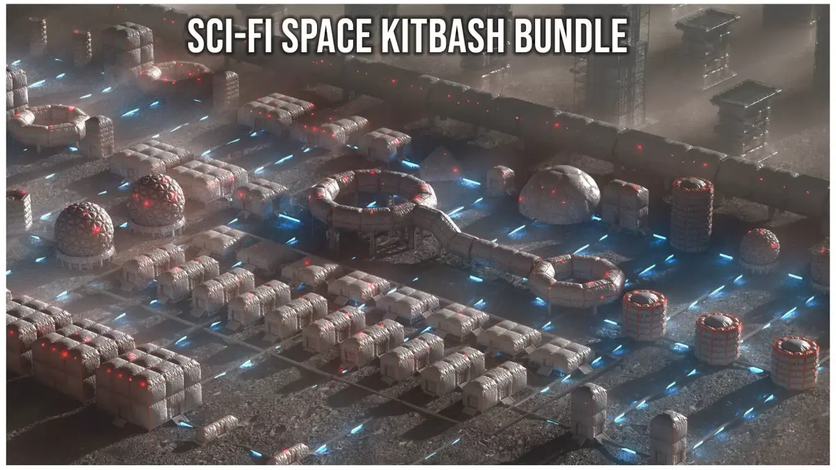 Sci-Fi Space Future Base Colony Kitbash Pack Buildings City 3D model