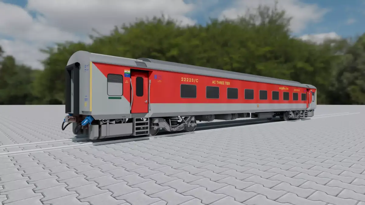 Realistic LHB TIER 3RD AC COACH of Indian Railways No interiors 3D model