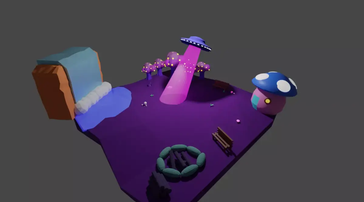 Mushroom Kingdom  Low-poly 3D model