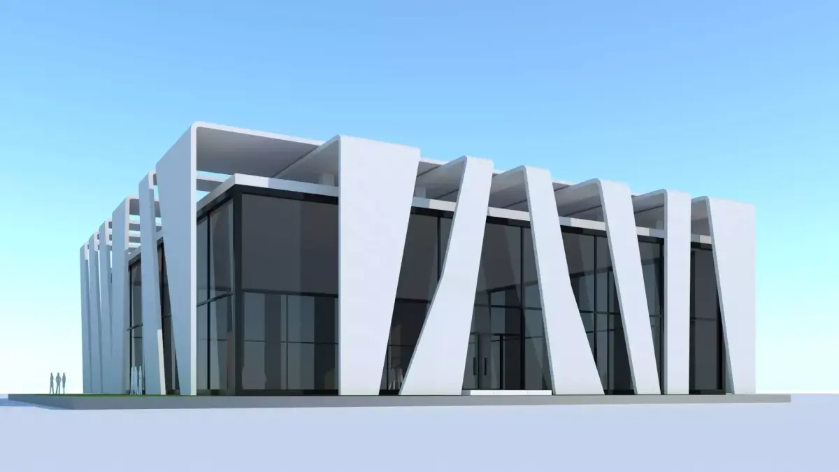 Exhibition interior and exterior Low-poly 3D model