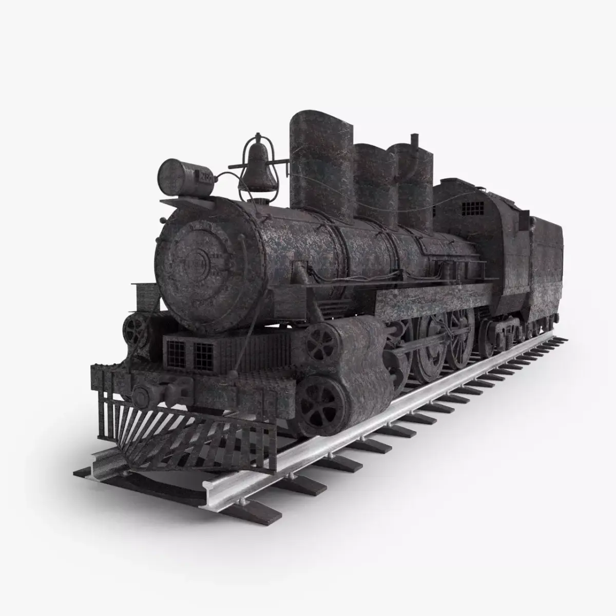 Locomotive rusty steam 3D model
