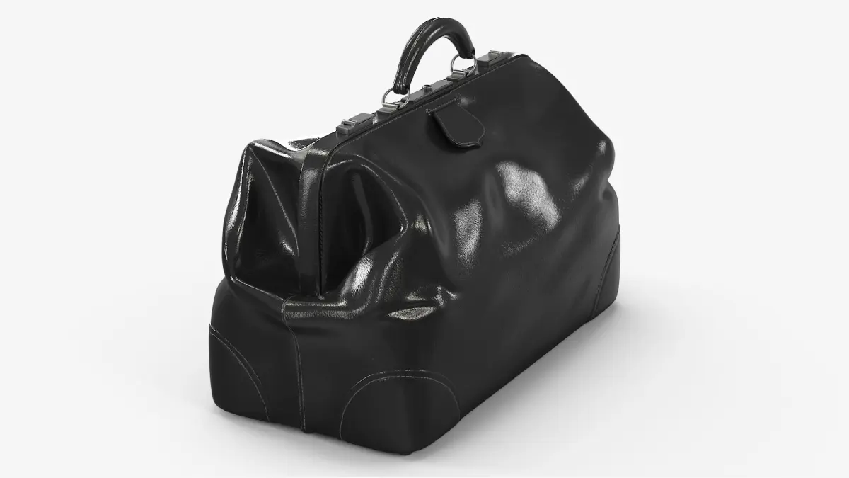 Vintage Doctors Bag Black Leather 3D model