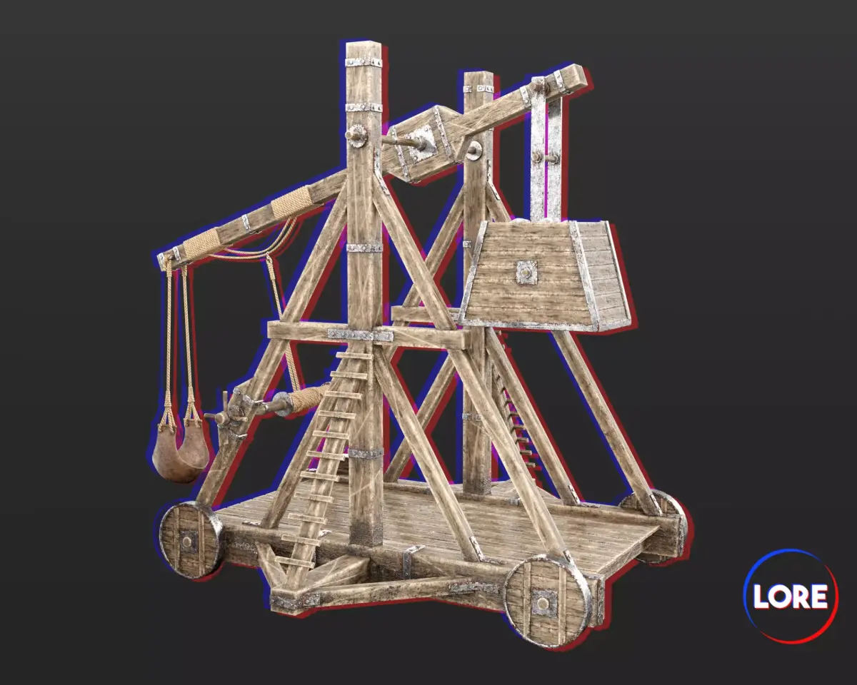 Medieval Siege Engine Trebuchet Low-poly 3D model
