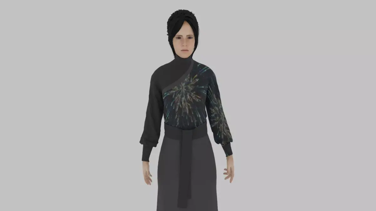 woman in asian clothes Low-poly 3D model shop