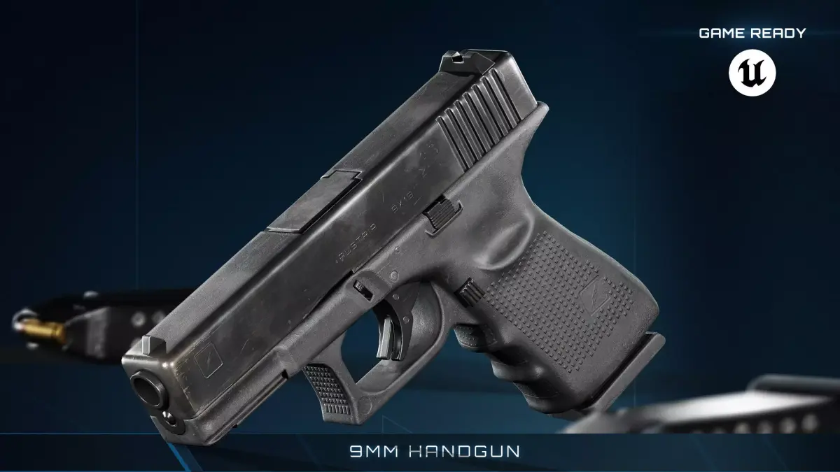 9mm Pistol - Handgun Low-poly 3D model