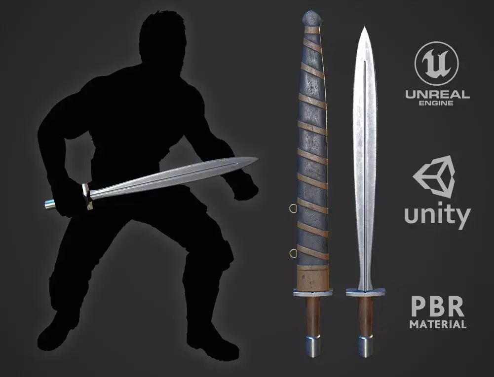 Greek Xiphos Low-poly 3D model