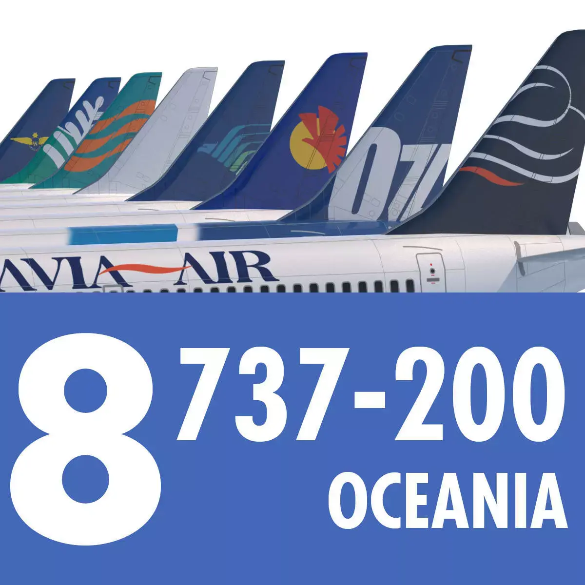 737 200 Collection Eight Oceania Airlines 3D model