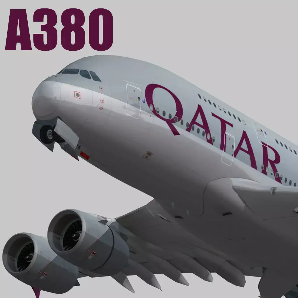 Airbus 380-8 Qatar Airways livery Low-poly 3D model