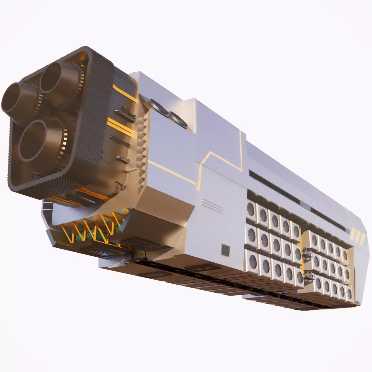 Sci-Fi Airship Futuristic Flying Ship Barge 002 3D model