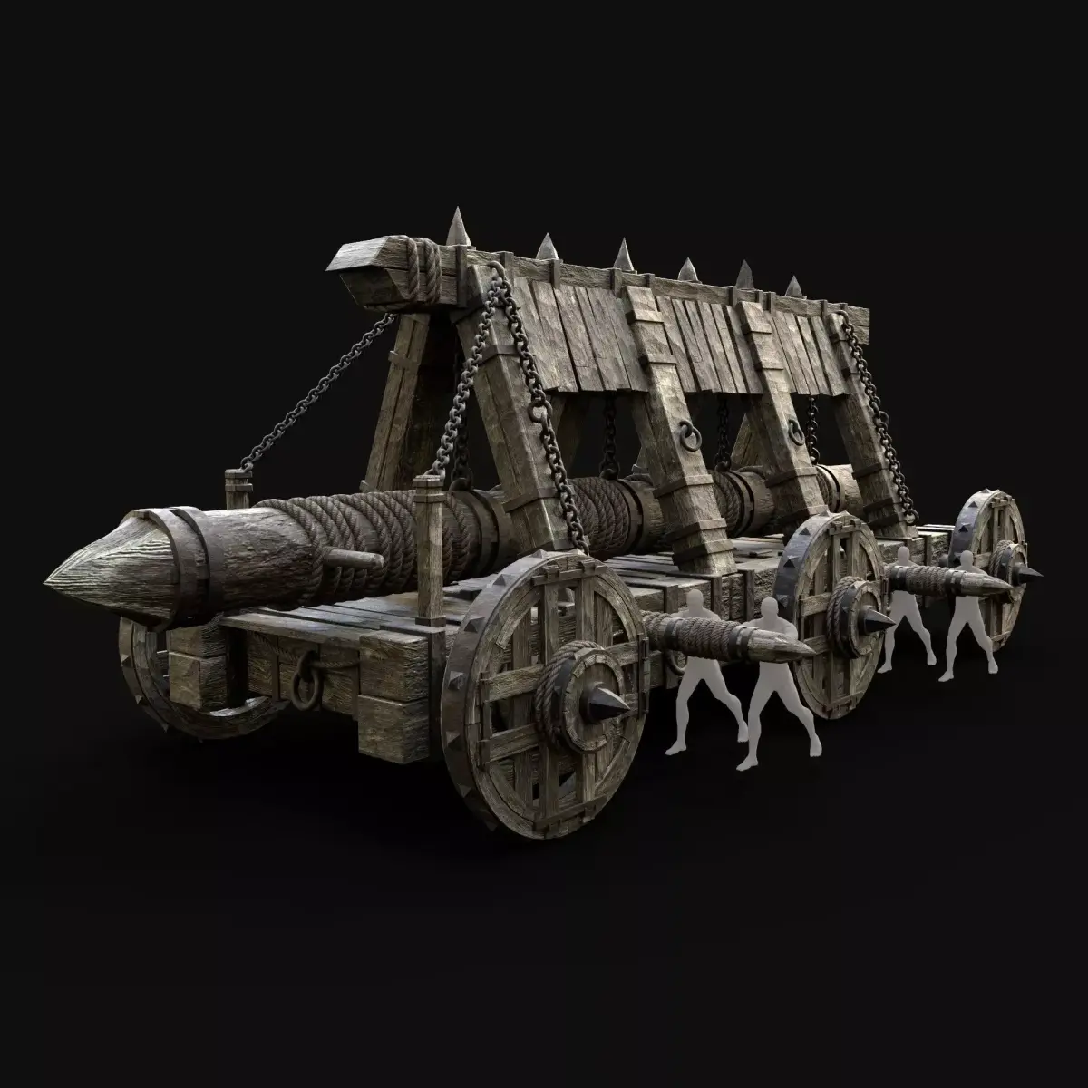 WAR MACHINE BATTERING RAM MEDIEVAL SIEGE ENGINE WAR BATTLE Low-poly 3D model