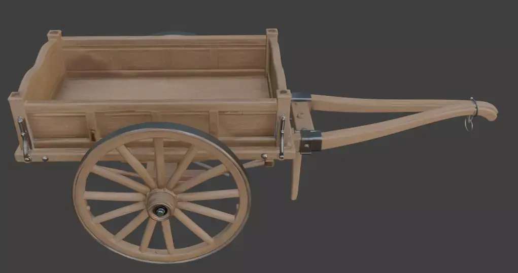Old Wooden Horse Cart 3D Model 3D model