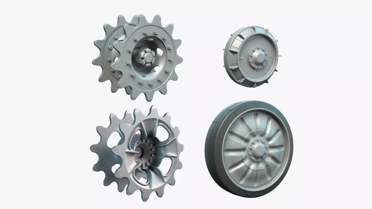 PT-76 Tank and ASU-85 Wheels  Set 3D model