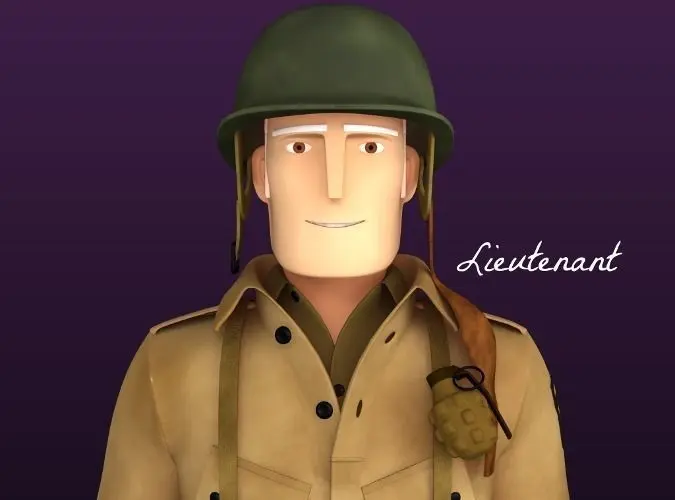 cartoon WW2 Character - Lieutenant 3D model