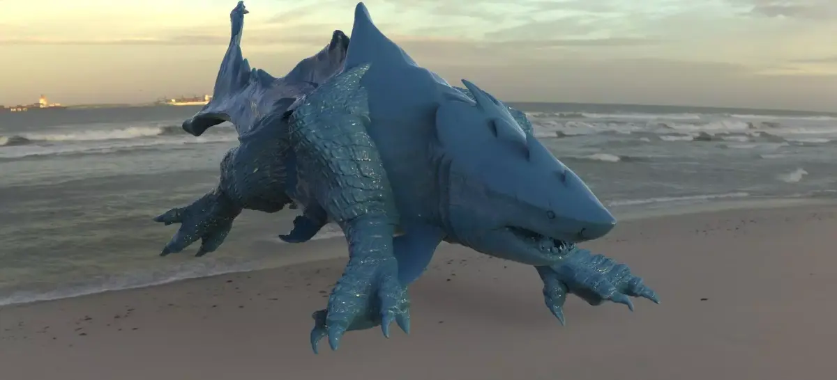Megalodon Dragon Hybrid with UVs 3D model