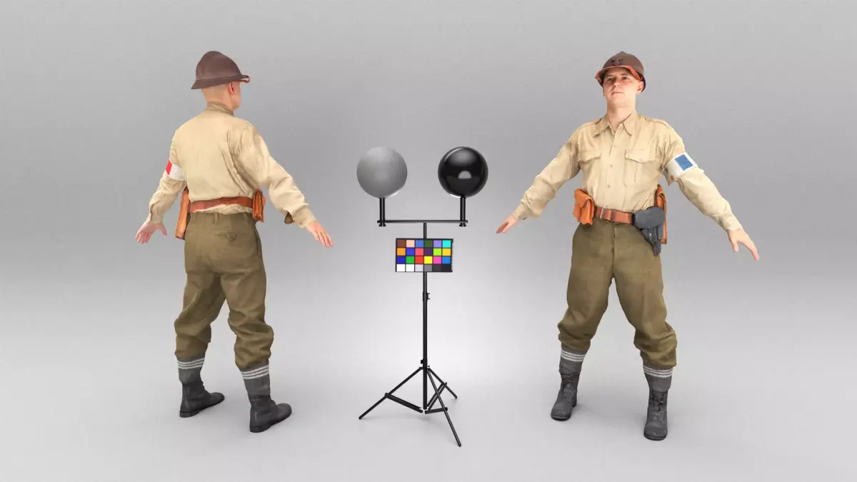 French soldier from WW2 ready for animation 363 Low-poly 3D model