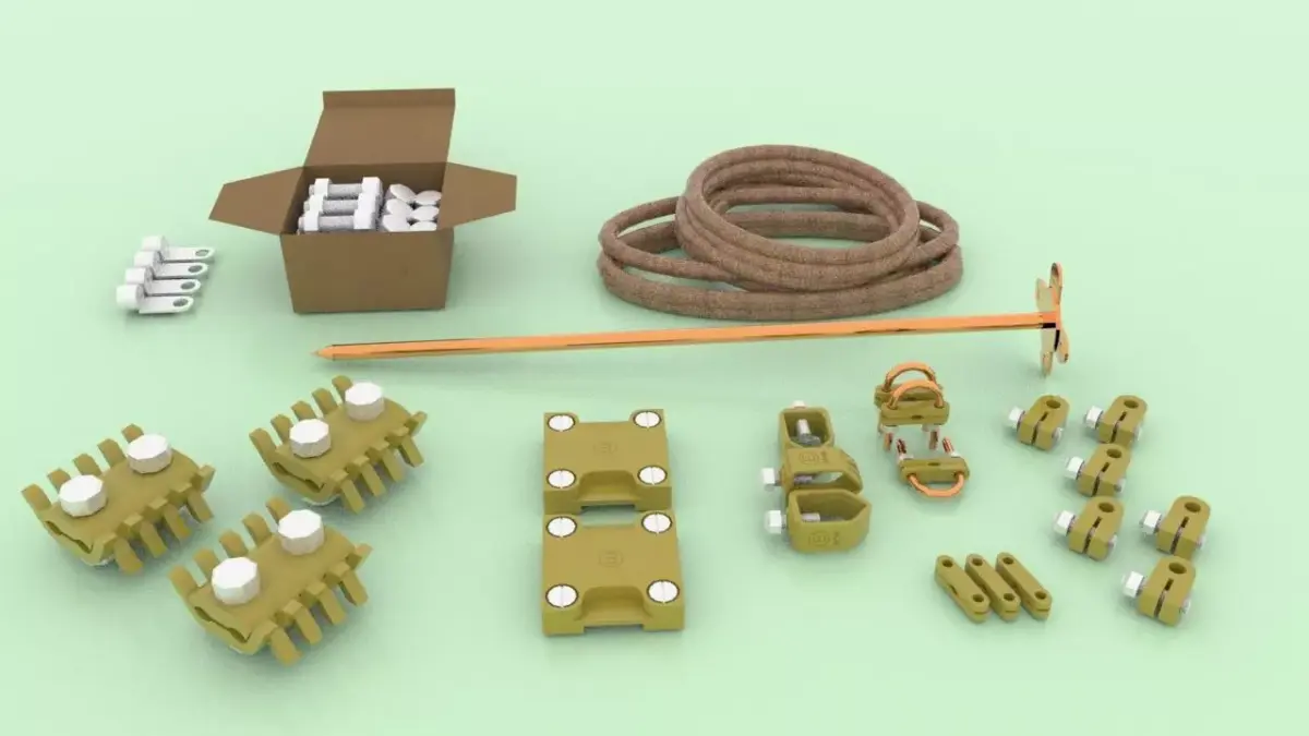 3D Model Lightning Protection and Earthing Accessories Pack Low-poly 3D model
