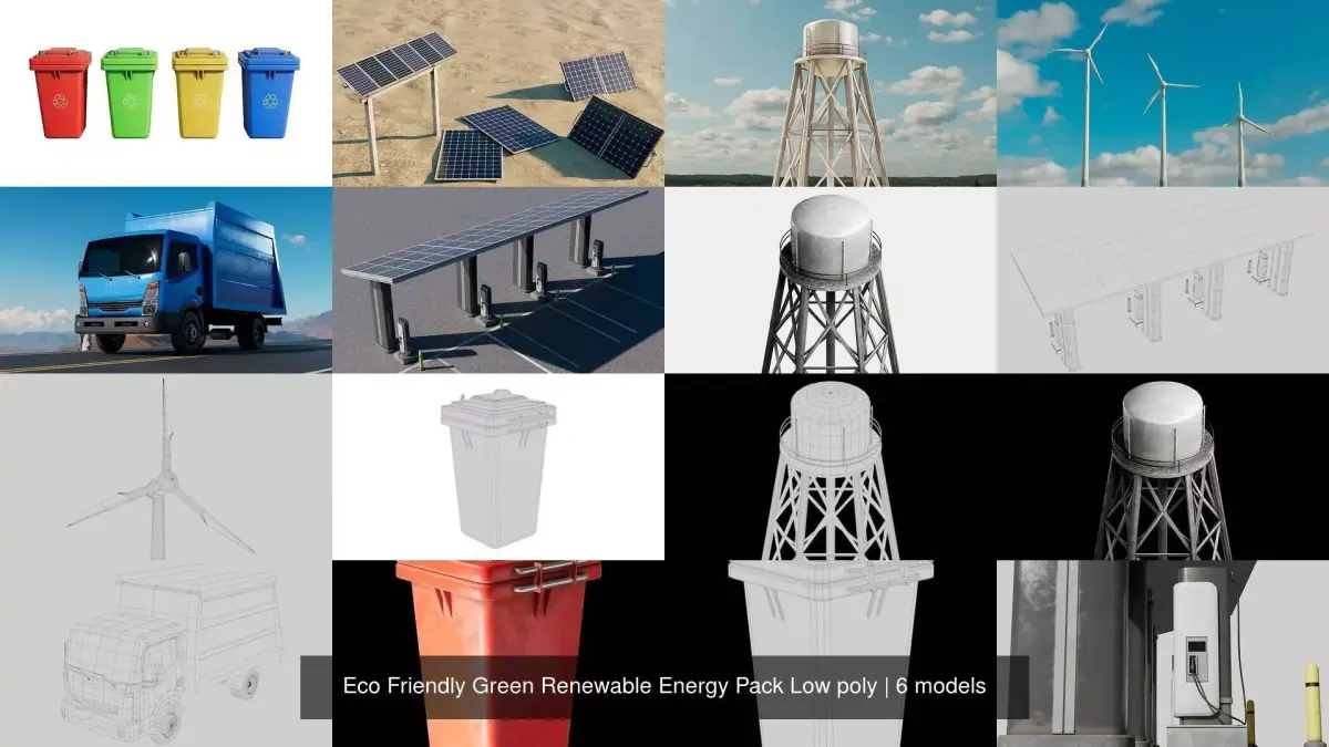 Eco Friendly Green Renewable Energy Pack Low poly